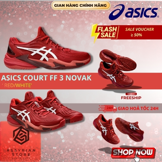 💯Assyrian Store💯Giày Asics Court FF 3 Novak Đỏ Trắng Thể Thao Tennis Pickleball