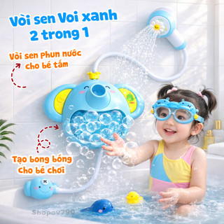 Vòi sen tắm bé chú voi 2 trong 1 – gắn tường, tạo bọt và phun nước tự động - Đồ chơi nhà tắm cho bé