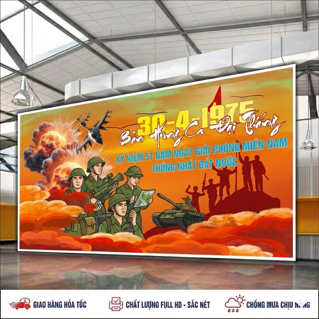 Bạt In Hiflex Chào Mừng 30/4 & 1/5 - Pano Quảng Cáo Sự Kiện Giá Rẻ, In Lấy Ngay, Độ Nét Cao, in theo