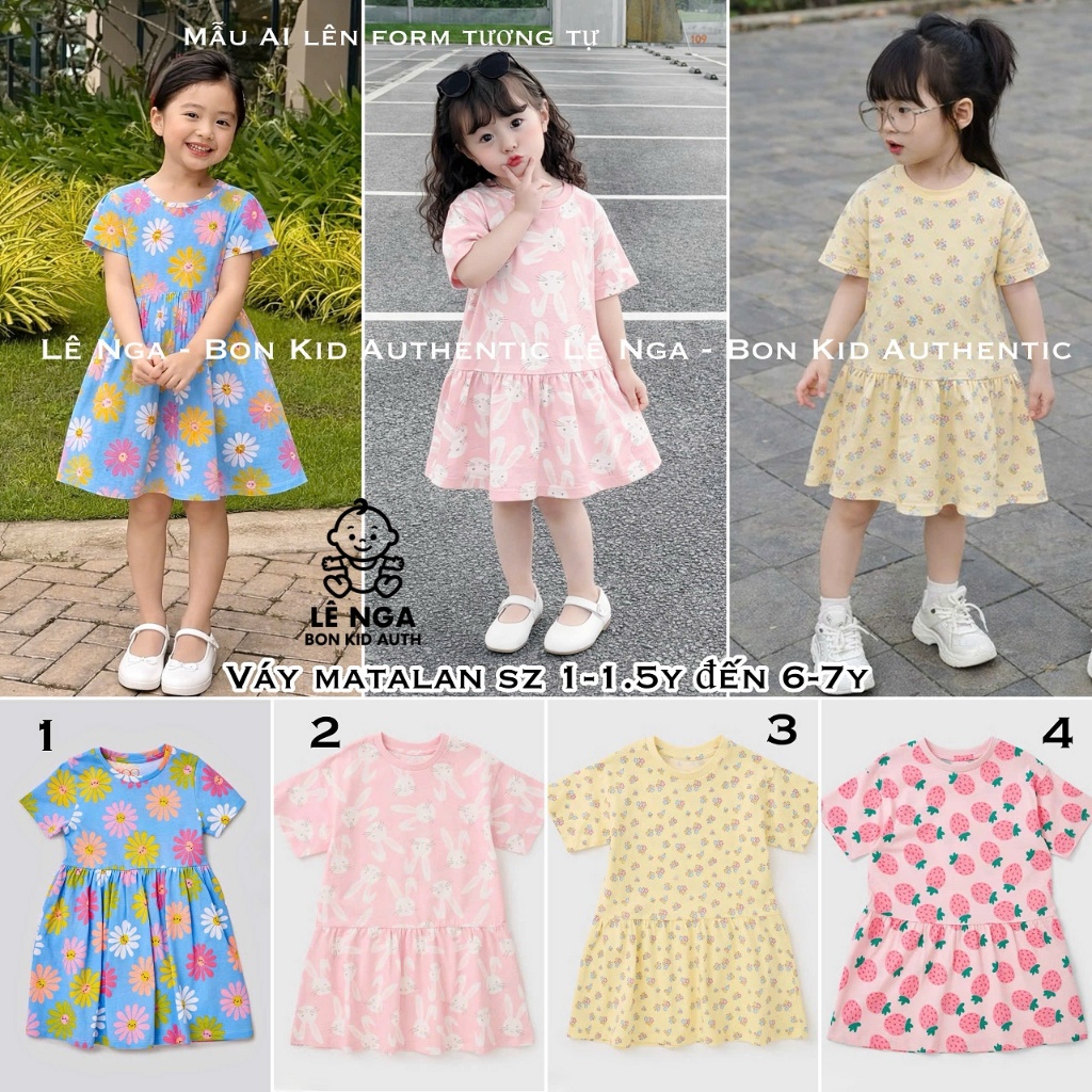 [BONKID] Váy cotton MATALAN 1-1.5y đến 6-7y