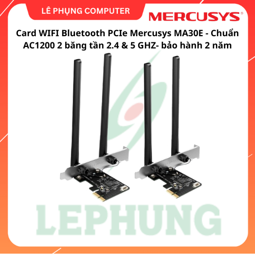 Card WIFI Bluetooth PCIe Mercusys MA30E - Chuẩn AC1200 2 băng tần 2.4 & 5 GHZ- bảo hành 2 năm