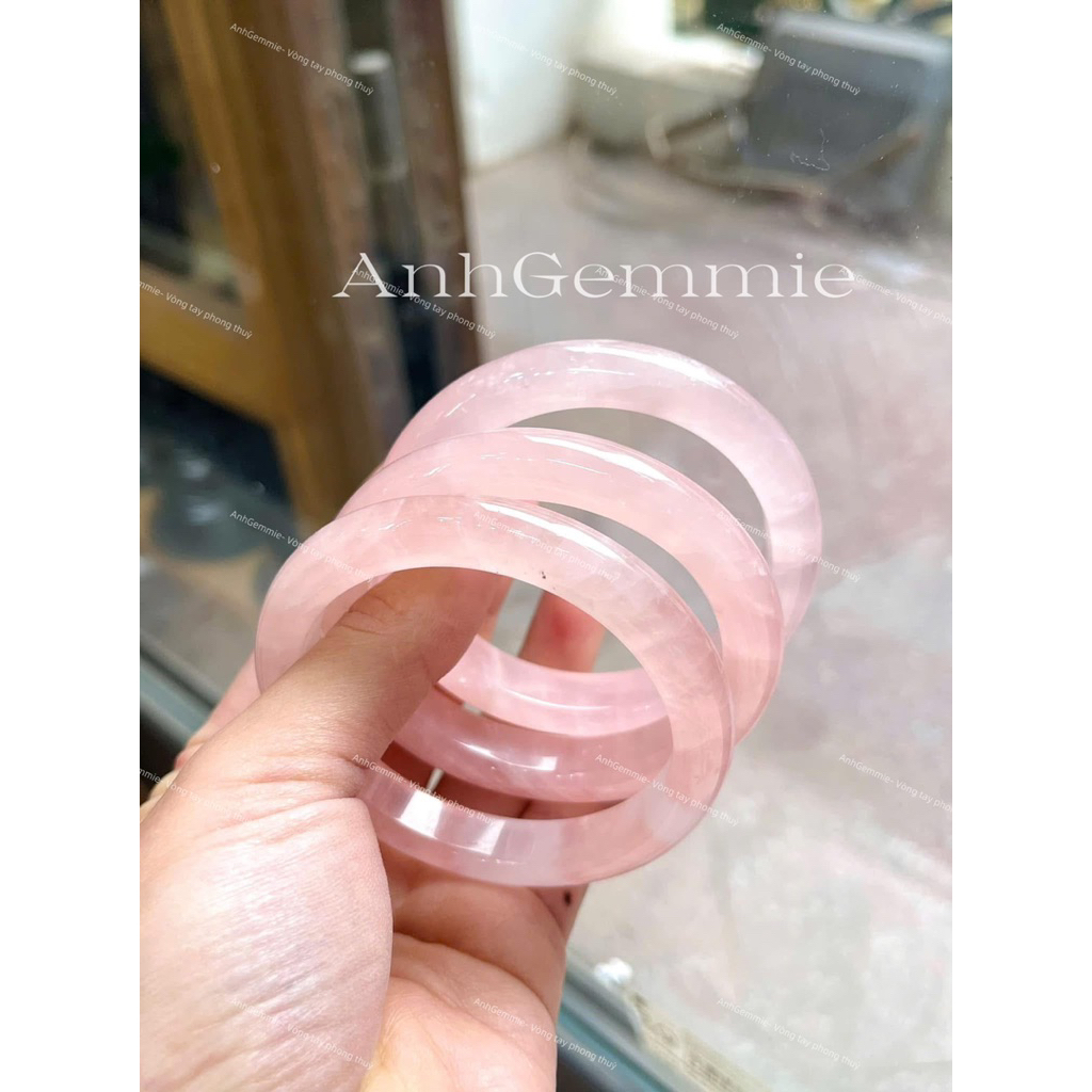 AnhGemmie-Vòng đeo tay bản hẹ Thạch anh Hồng nữ
