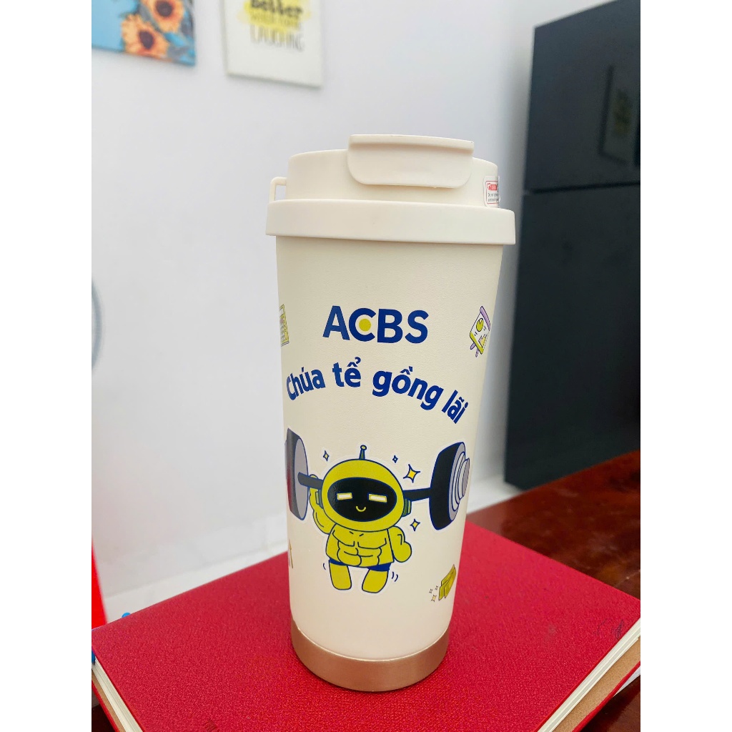 [Quà tặng ACB] Ly giữ nhiệt inox 316 dung tích 500ml có dây xách tiện dụng