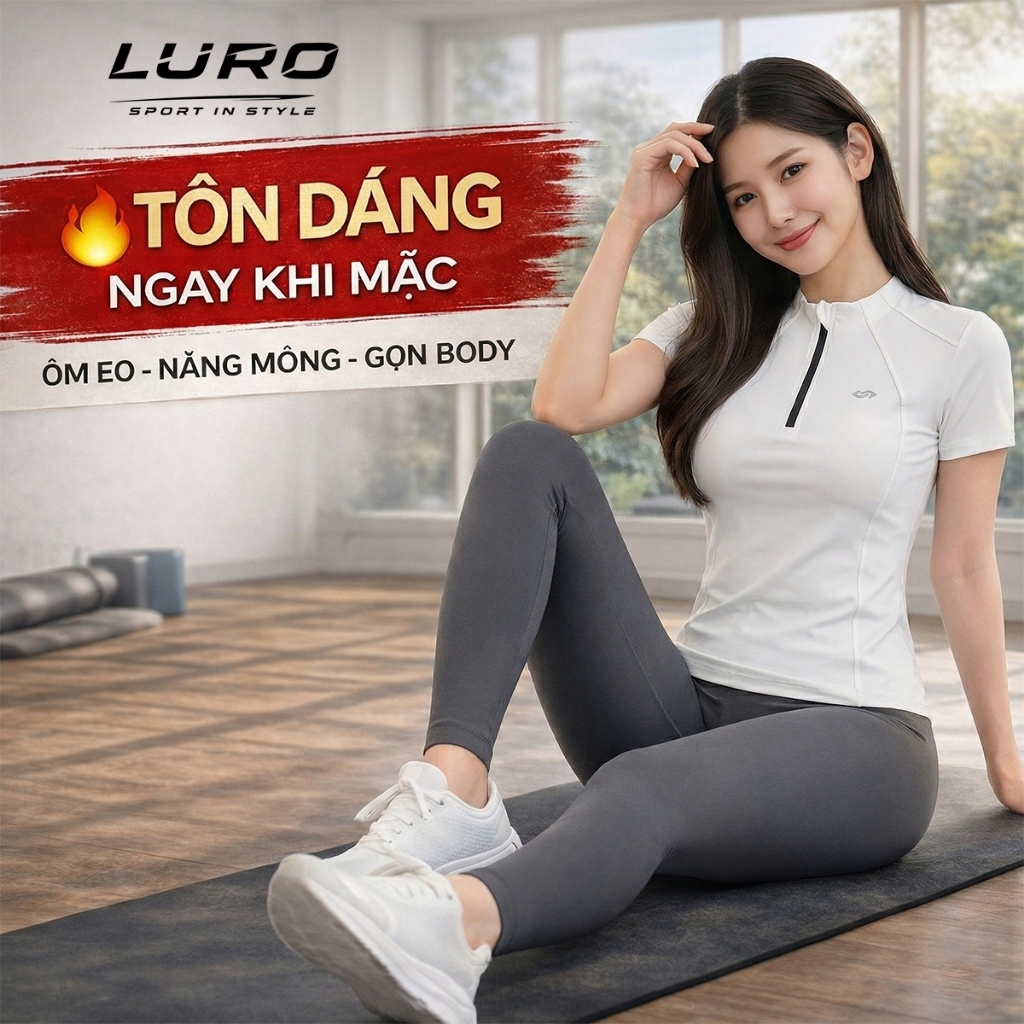 Bộ Đồ Tập Gym Nữ LURO LULU, Set Đồ Thể Thao Nữ Cao Cấp Yoga Legging Co Giãn 4 Chiều Tôn Dáng