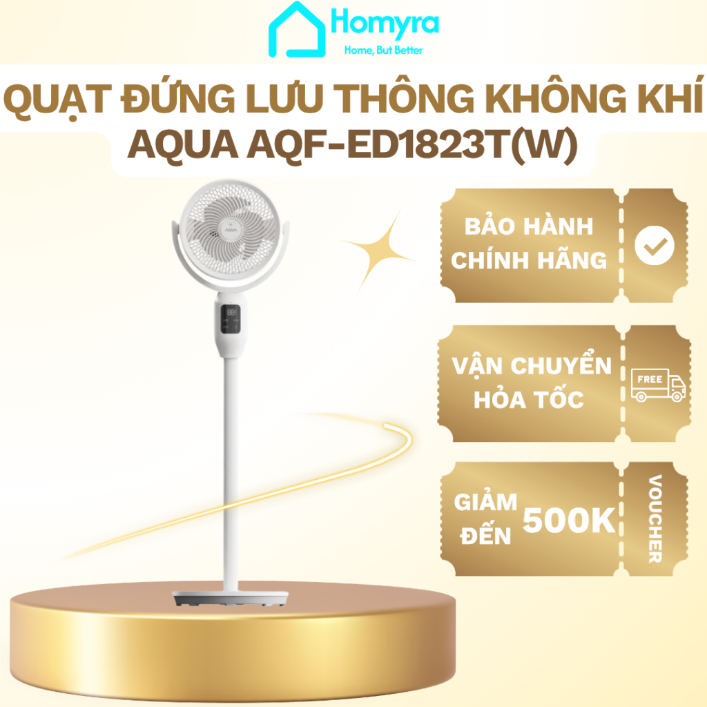 Quạt Lưu Thông Không Khí AQUA AQF-ED1823T Có Remote, AI Giọng Nói, Gió Mạnh, Mát Nhanh Mùa Hè