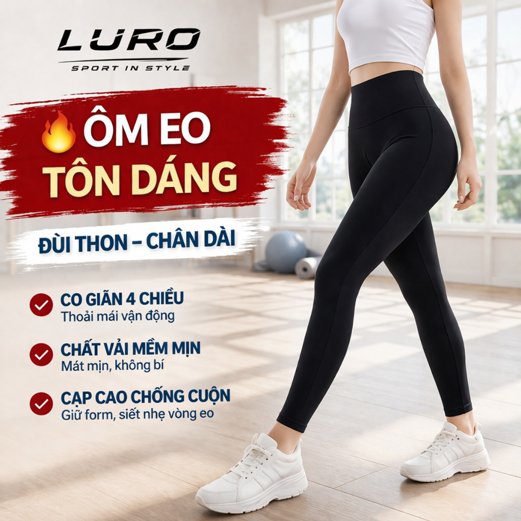 Quần Legging Gym Nữ Cao Cấp – Vải Lulu 230gsm Dày Dặn, Không Lộ, Tôn Dáng –Quần Yoga Co Giãn 4 Chiều