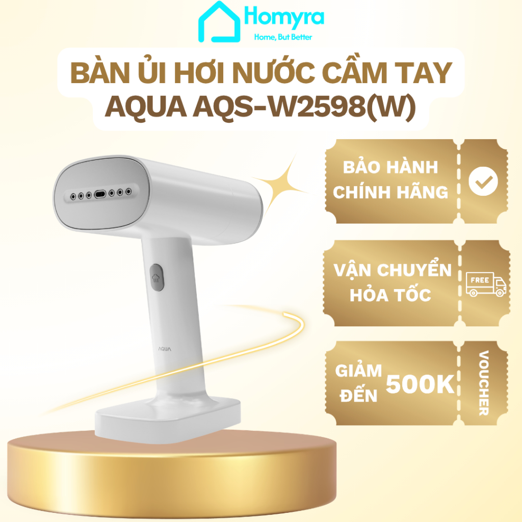 Bàn Ủi Hơi Nước Cầm Tay AQUA AQS-W2598 1300W, Ủi Treo & Khô, Chống Rò Rỉ, Nhỏ Gọn