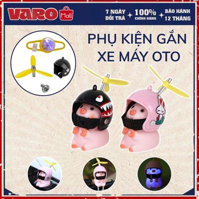 Chú Heo Hồng Đội Mũ Bảo Hiểm Phát Sáng Có Chong Chóng, Heo Hồng Đội Mũ Bảo Hiểm Gắn Mũ, Trang Trí Xe