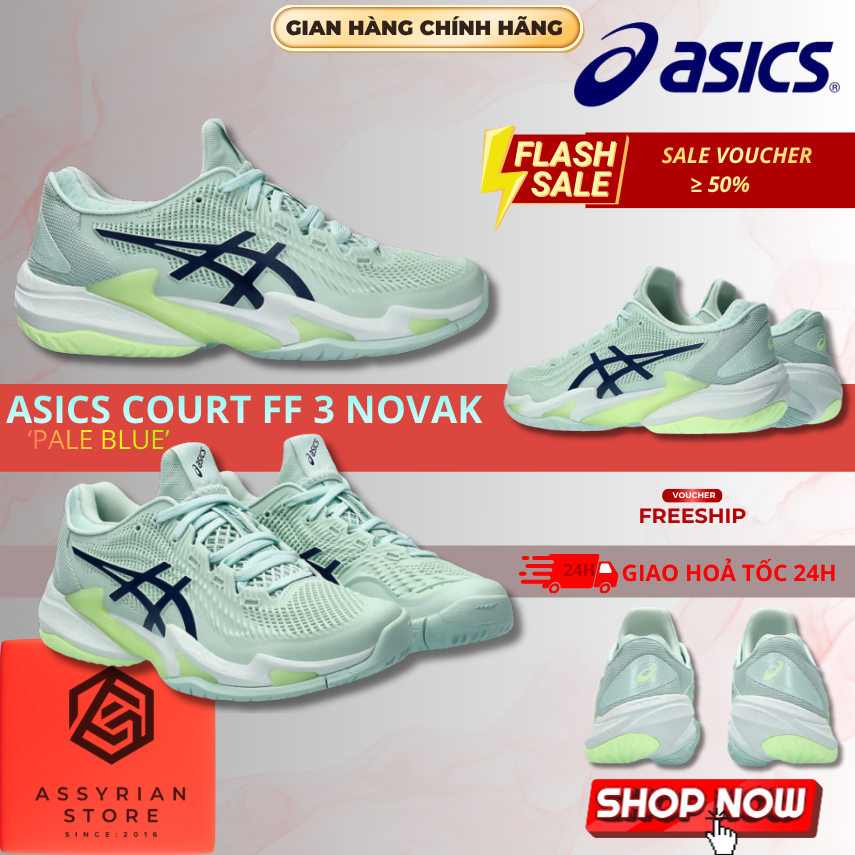 💯Assyrian Store💯Giày Asics Court FF 3 Novak Kem Vàng Xanh Thể Thao Tennis Pickleball