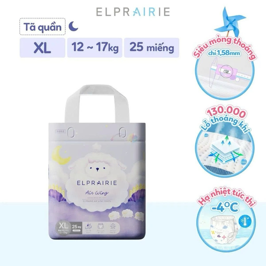 Tã bỉm quần Elprairie Air Wing size XL25