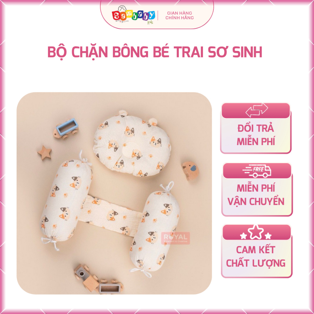 Bộ chặn bông bé trai sơ sinh