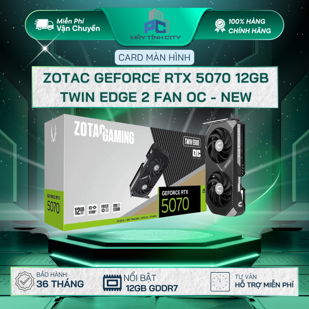 Card màn hình Zotac GeForce RTX 5070 12GB Twin Edge 2 Fan OC - NEW VAT