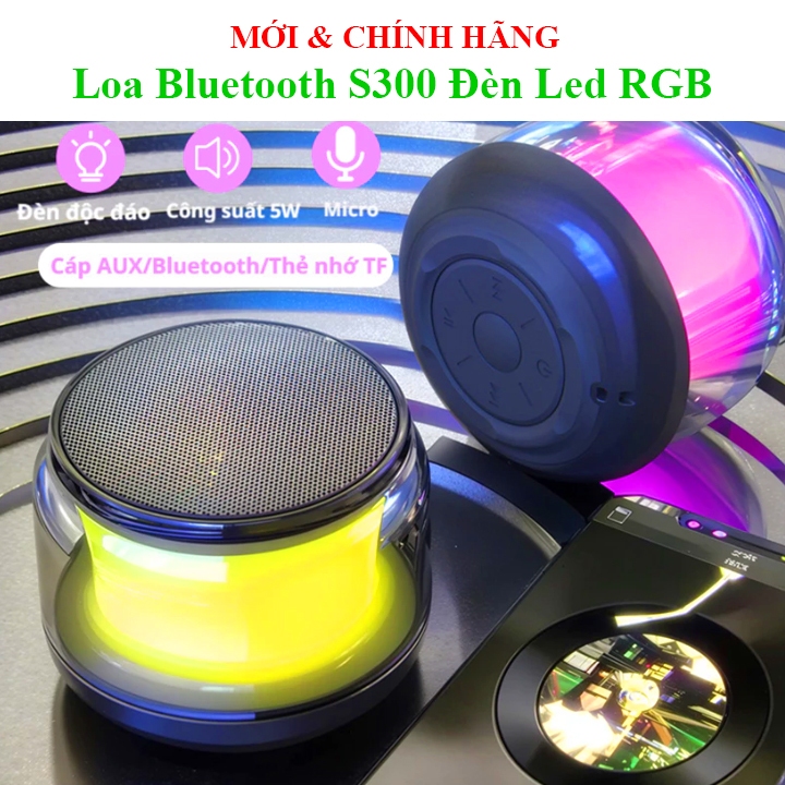 Loa Bluetooth S300 Đèn Led RGB Nhỏ Gọn Mini Âm Thanh hay Pin Lâu Hỗ Trợ Thẻ Nhớ, Ghép đôi  Xdobo Cha