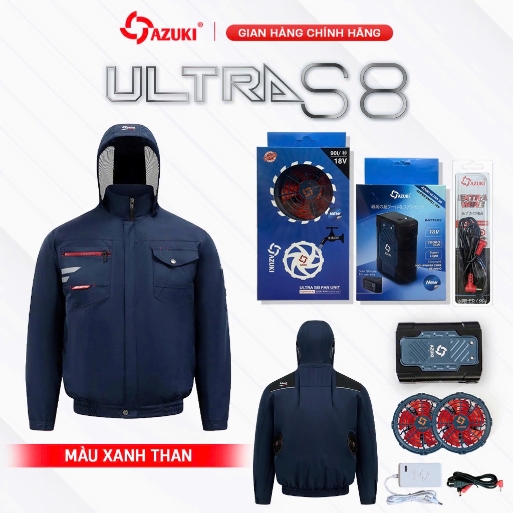 MÀU XANH THAN BST ÁO ĐIỀU HÒA AZUKI EXTRA S8 8 2026 Phiên bản quạt Azuki S8 18V 2026