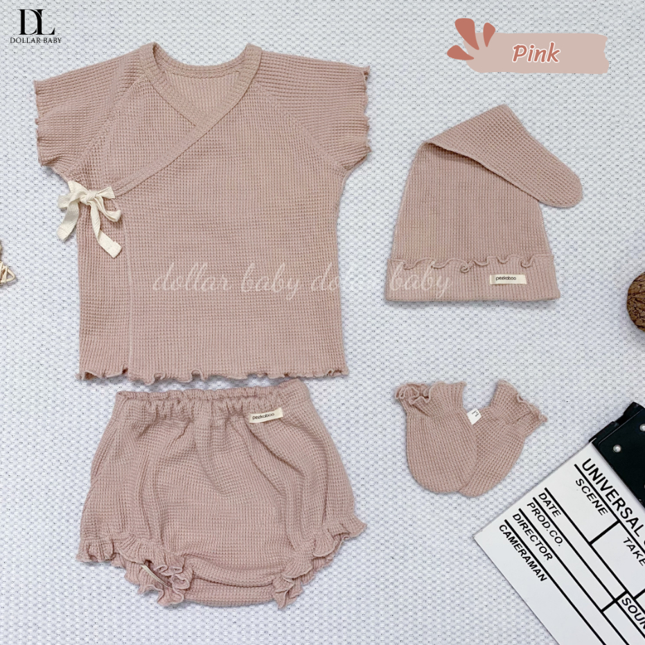 BST Yes & Oh Yeah Newborn Set Peekaboo xinh xắn cho bé gái, Kèm bao tay và Mũ