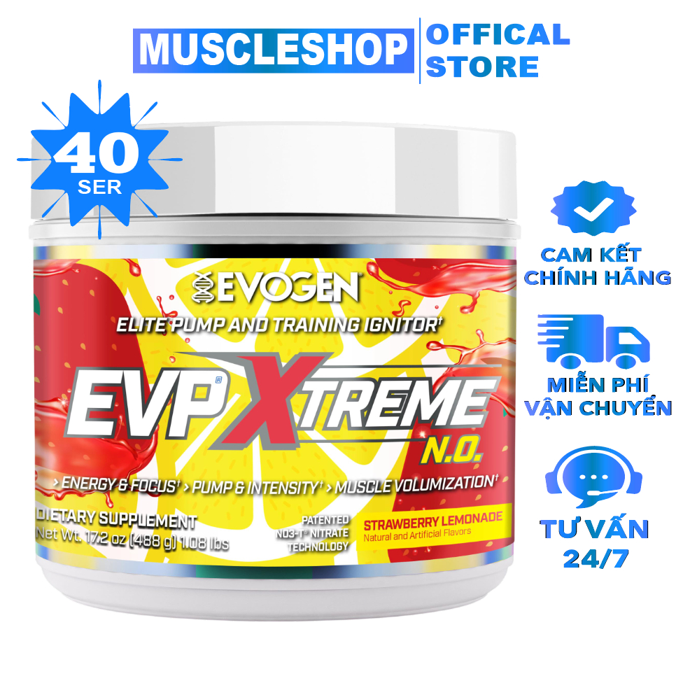 Evogen Evp Xtreme N.O PRE-WORKOUT (40 Serving), Hỗ Trợ Tăng Sức Mạnh, Tỉnh Táo Tập Luyện
