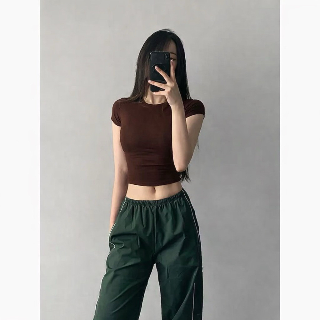 PQ06-Áo thun cổ tròn(cổ thấp) crotop ôm tay ngắn basic chất bozip cá tính sexy - PQ store | BigBuy360 - bigbuy360.vn