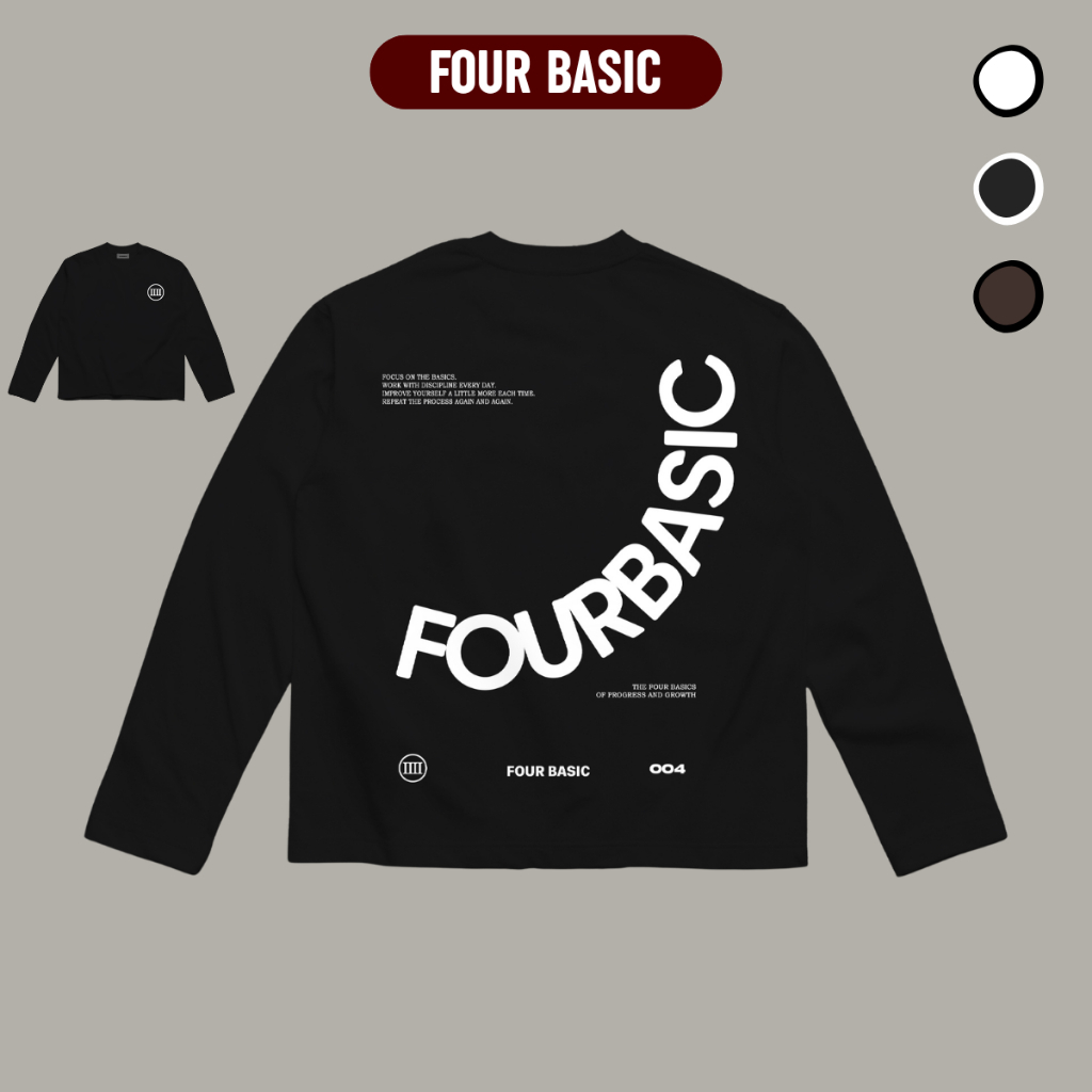 Áo Thun Tay Dài Four Basic Long Boxy nam nữ thoáng Cotton 280gsm dày dặn Four Basic chính hãng FLB18