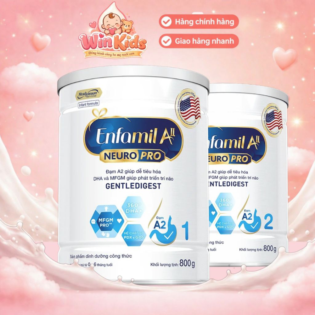Enfamil A2 Neuropro số 1, 2 giúp dễ tiêu hóa, hấp thu cho trẻ