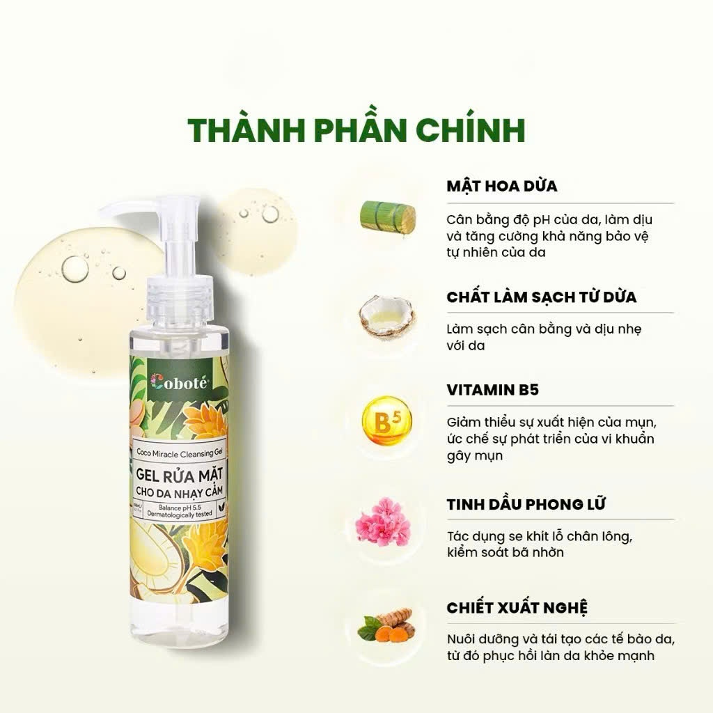 Gel Rửa Mặt Cho Da Nhạy Cảm Cobote 150ml