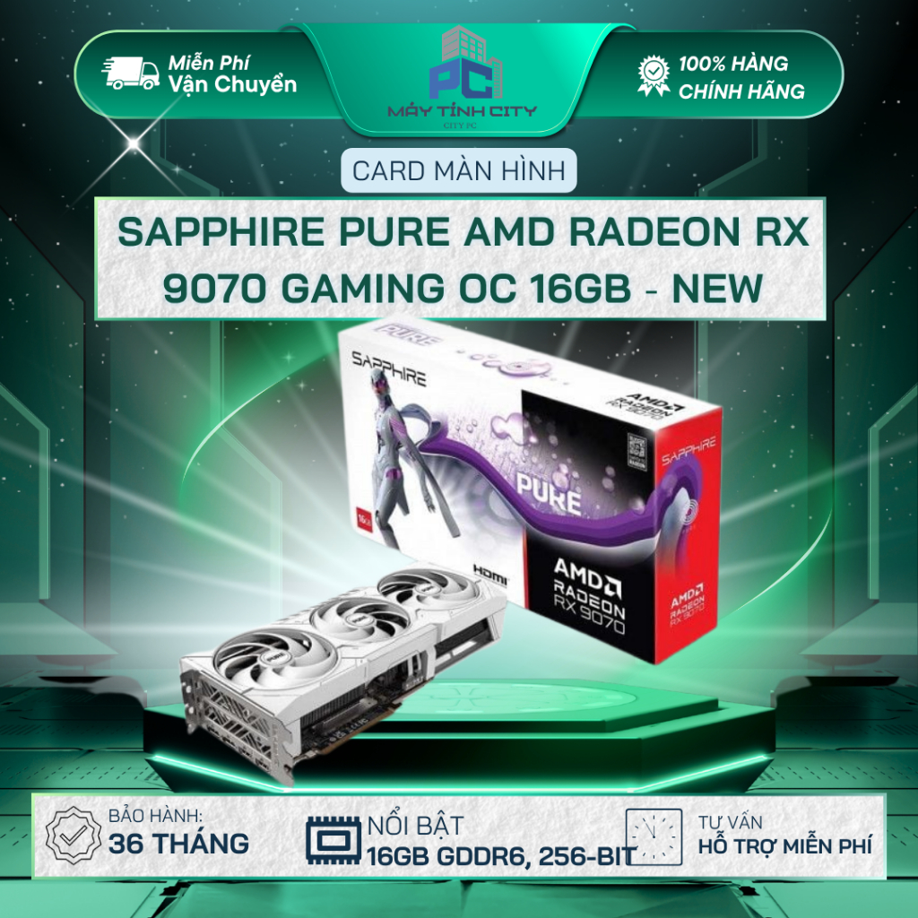Card màn hình SAPPHIRE PURE AMD Radeon RX 9070 GAMING OC 16GB - NEW