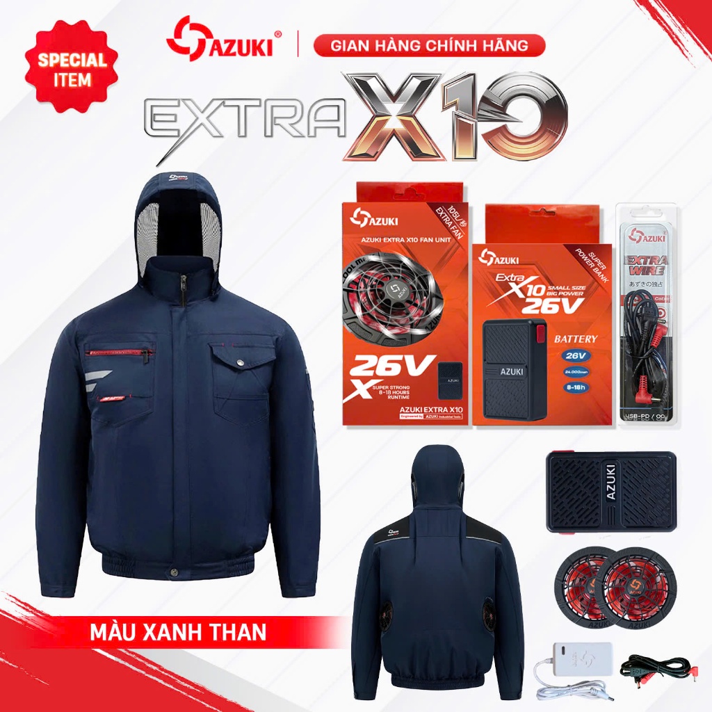 MÀU XANH THAN BST ÁO ĐIỀU HÒA AZUKI EXTRA X10 8 2026 Phiên bản quạt Azuki X10 26V 2026