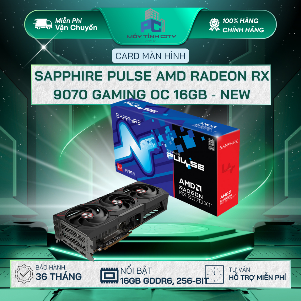 Card màn hình SAPPHIRE PULSE AMD RADEON RX 9070 XT GAMING 16GB - NEW