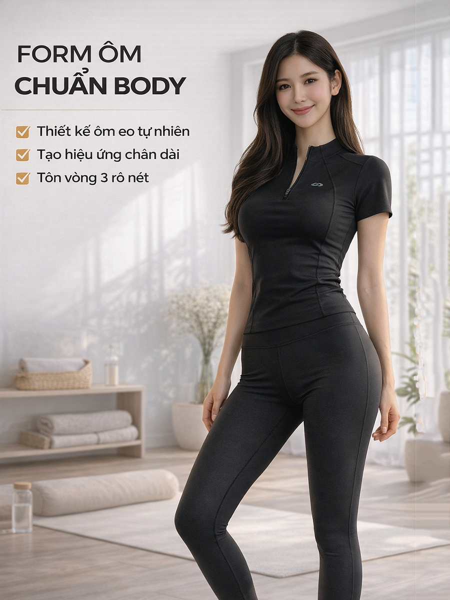 S11D-6N — Set đồ tập nữ áo khóa kéo & quần legging 5
