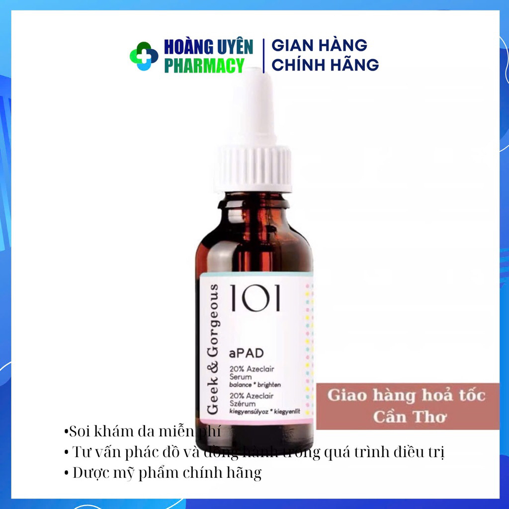 SERUM LÀM ĐỀU MÀU DA & KIỂM SOÁT DẦU NHỜN CHỨA DẪN XUẤT AZELAIC ACID-GEEK & GORGEOUS APAD 20% AZECLA