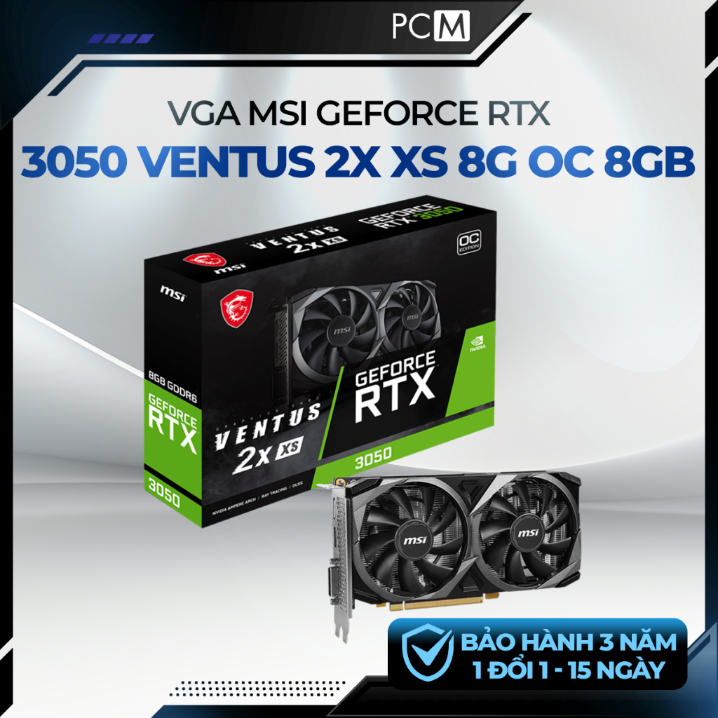 Card màn hình MSI RTX 3050 VENTUS 2X XS 8G OC 8GB GDDR6 nhỏ gọn cho PC gaming