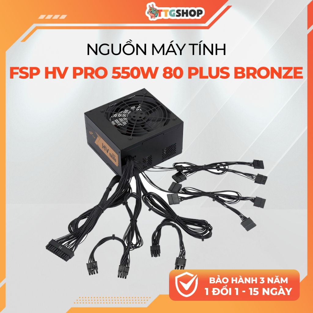 Nguồn FSP HV PRO 550 PPA5505404 550W 80 Plus Bronze ATX dây liền màu đen