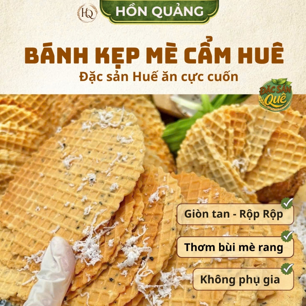 Bánh Kẹp Mè Cẩm Huê Chính Gốc – Bánh Giòn Rụm, Ngọt Thanh, Đậm Vị Quê