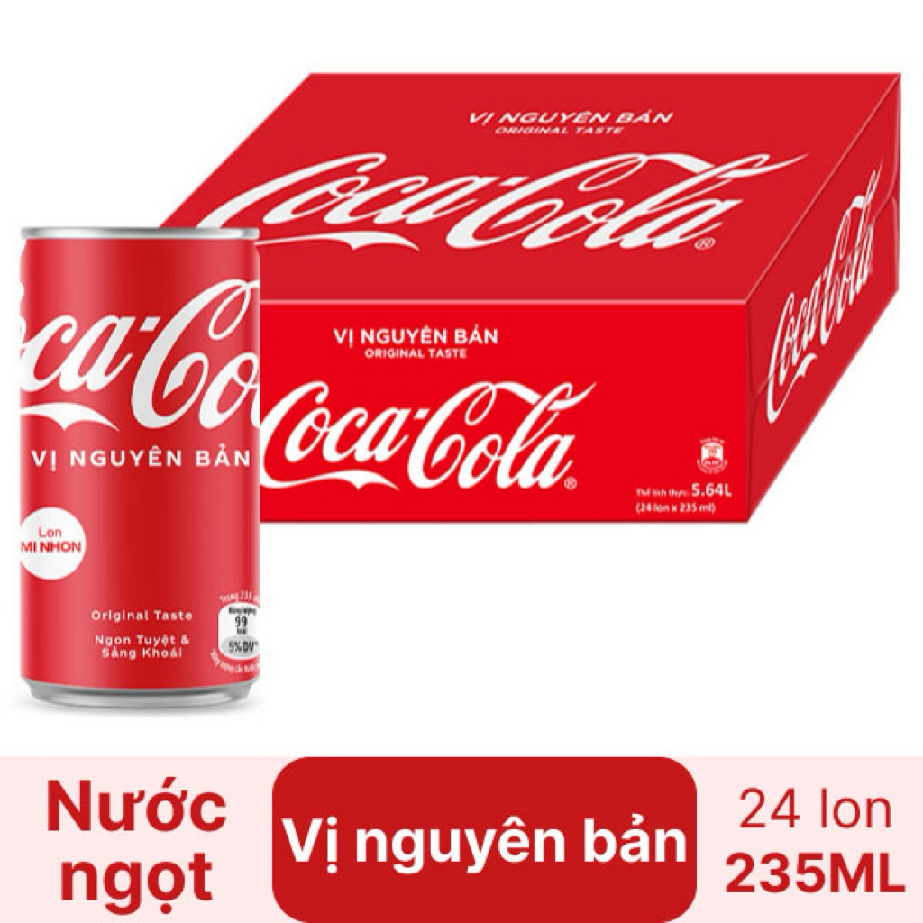 Thùng 24 lon nước ngọt Coca Cola 235ml
