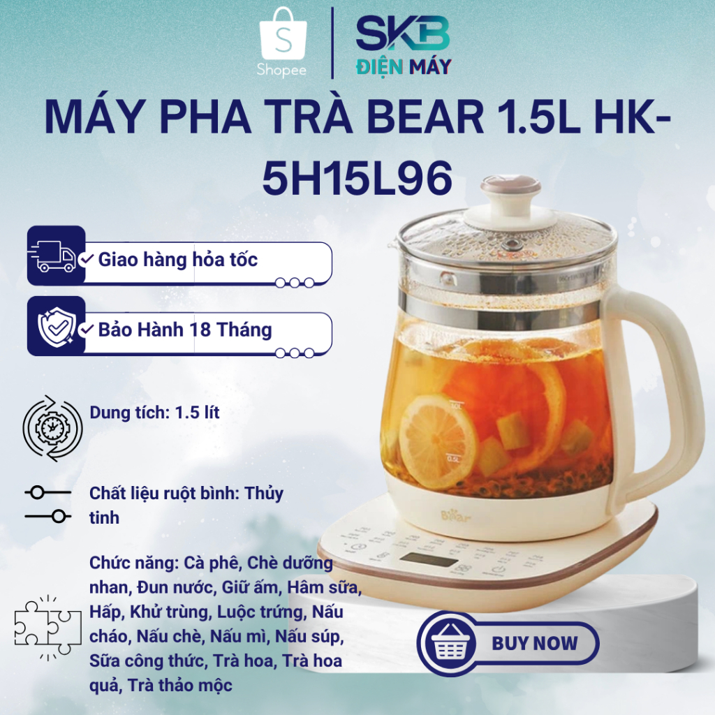 Máy pha trà Bear 1.5L HK-5H15L96 - Bảo hành chính hãng 18 tháng