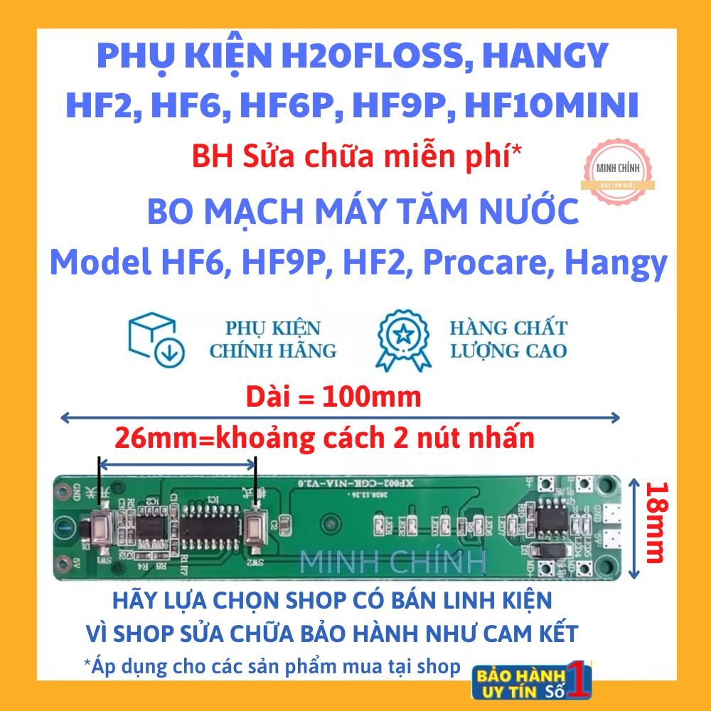 Bo mạch máy tăm nước H2OFloss HF6, HF6P, HF2, HF9P, Hangy, ProcareA10, UNIQ, Bair