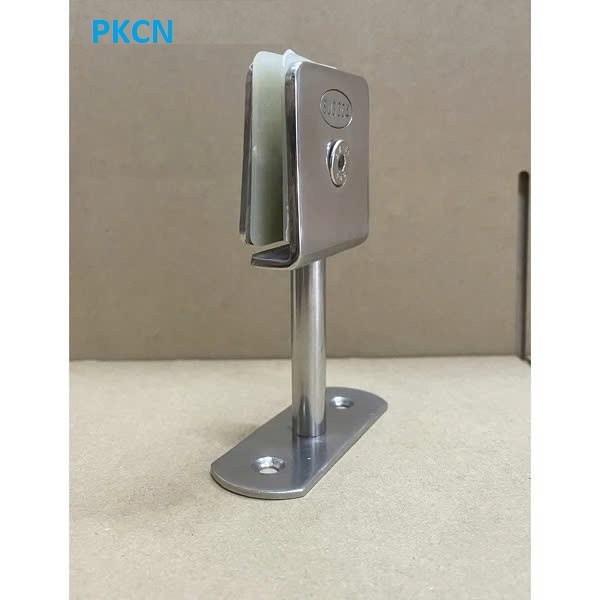 Kẹp kính tay vịn cầu thang/ trụ lan can có khoan kính - Tay kẹp kính trên inox