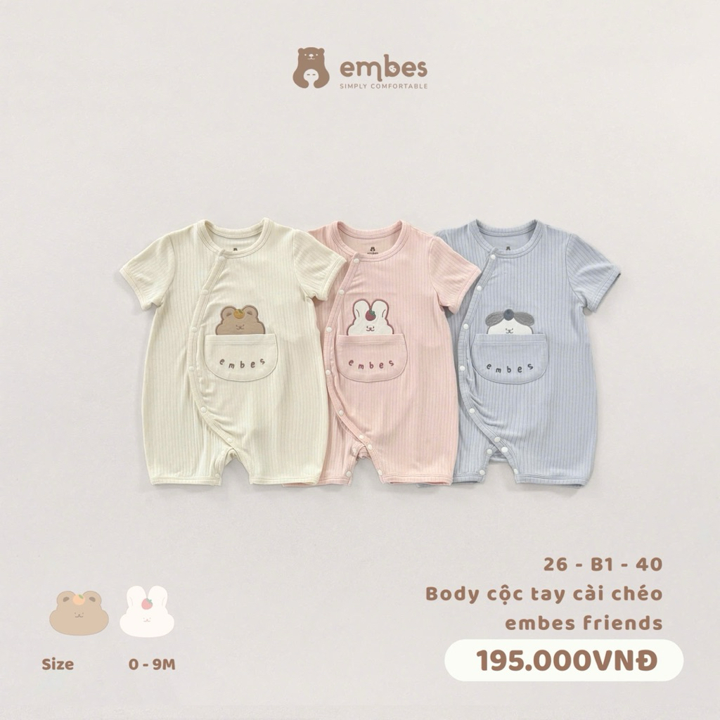 [EMBES] Bộ Body Đùi Cho Bé Trai Bé Gái Embes, Body Cộc Sơ Sinh Chất Cottton Tự Nhiên Siêu Mềm Mịn Từ
