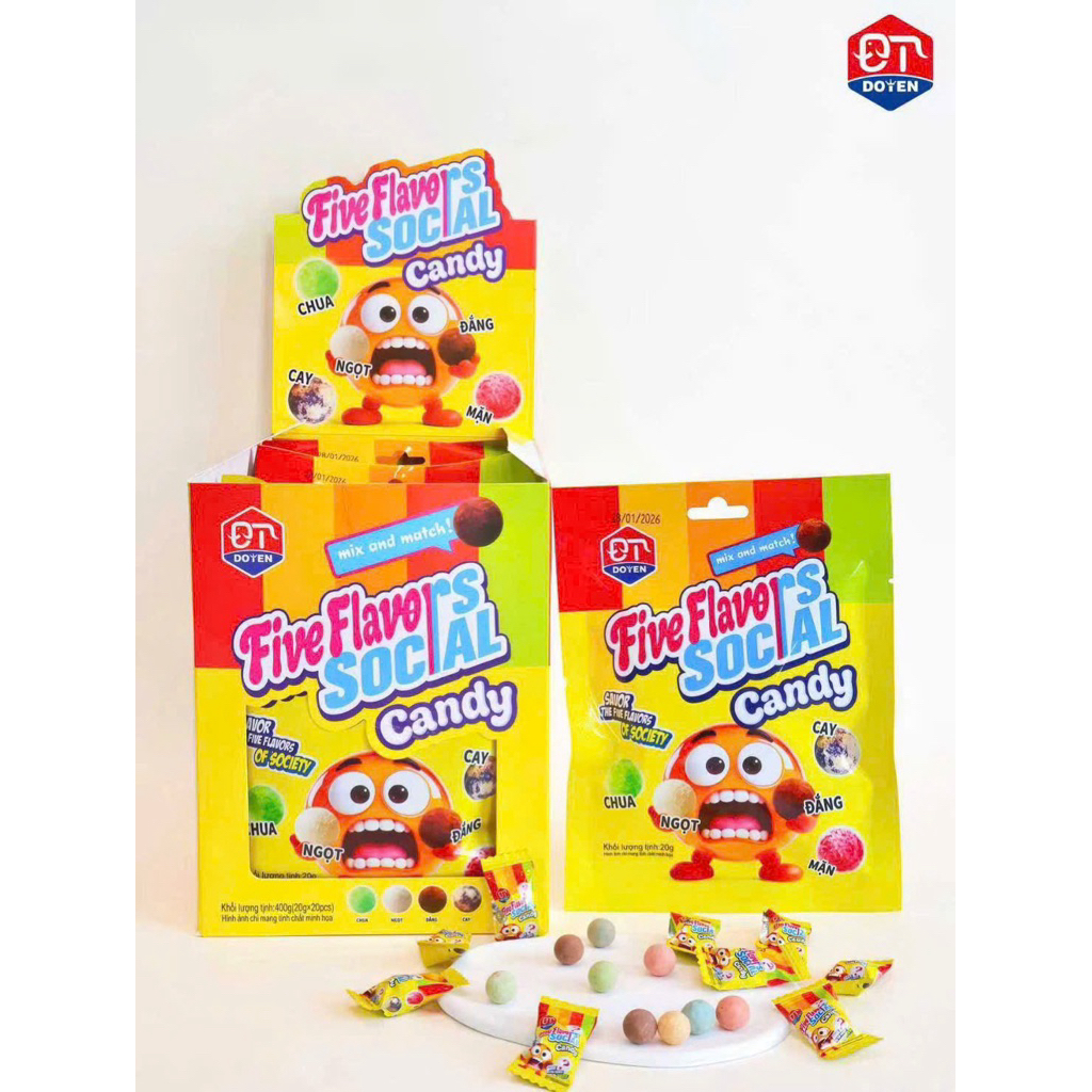 20 gói kẹo chua ngọt 7 vị.chua, ngọt, cay, đắng, mặn - Tiệm Tuổi Thơ