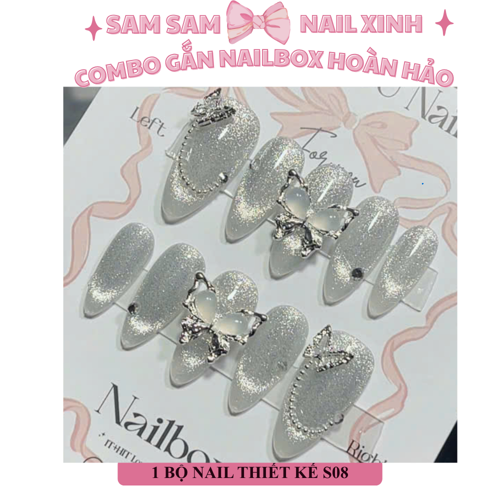 Nail box Mẫu nail mắt mèo kim cương S08