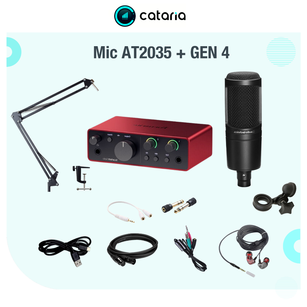 Bộ Mic Live Thu Âm Cao Cấp Mic Audio Technica AT2020 ICON PRO Tặng tai Nghe, Đèn Live Cataria
