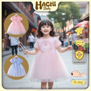Váy bé gái mùa hè, đầm công chúa Elsa voan lưới lấp lánh mềm mại cho bé gái từ 10 đến 25 kg Hachi Baby