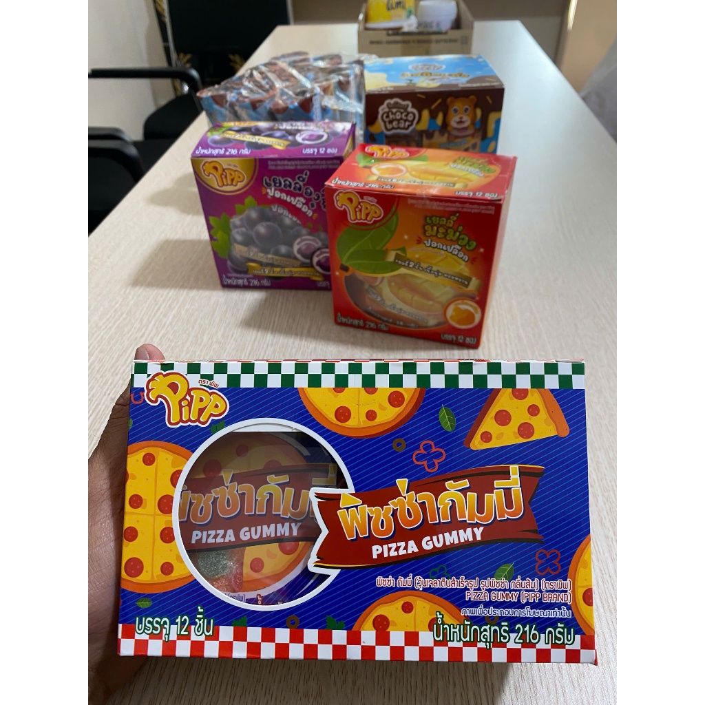 Kẹo Dẻo Hương Xoài, Nho, Cầu Vồng, Sushi, Pizza DDAY hiệu PIPP Thái Lan - Hộp 12 Gói