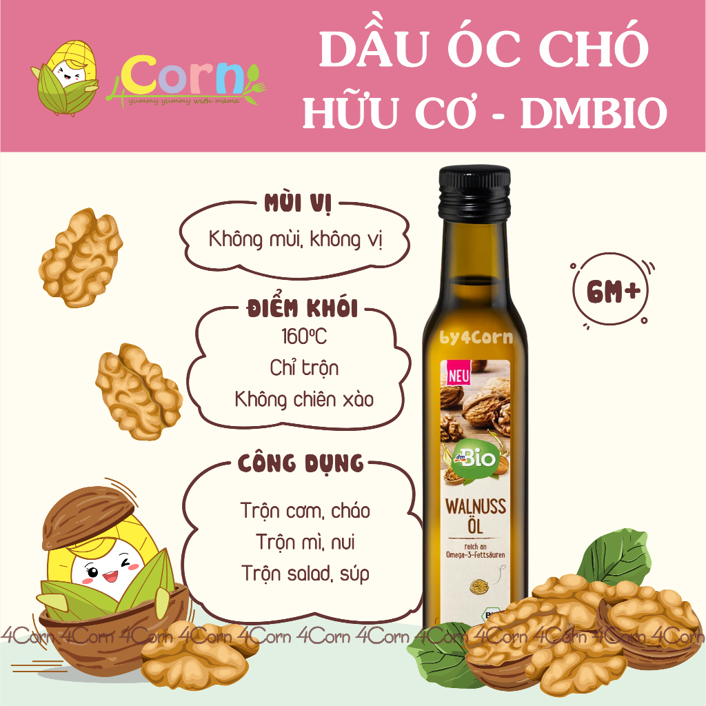 Dầu óc chó hữu cơ Dmbio - Đức - Cho bé 6m+