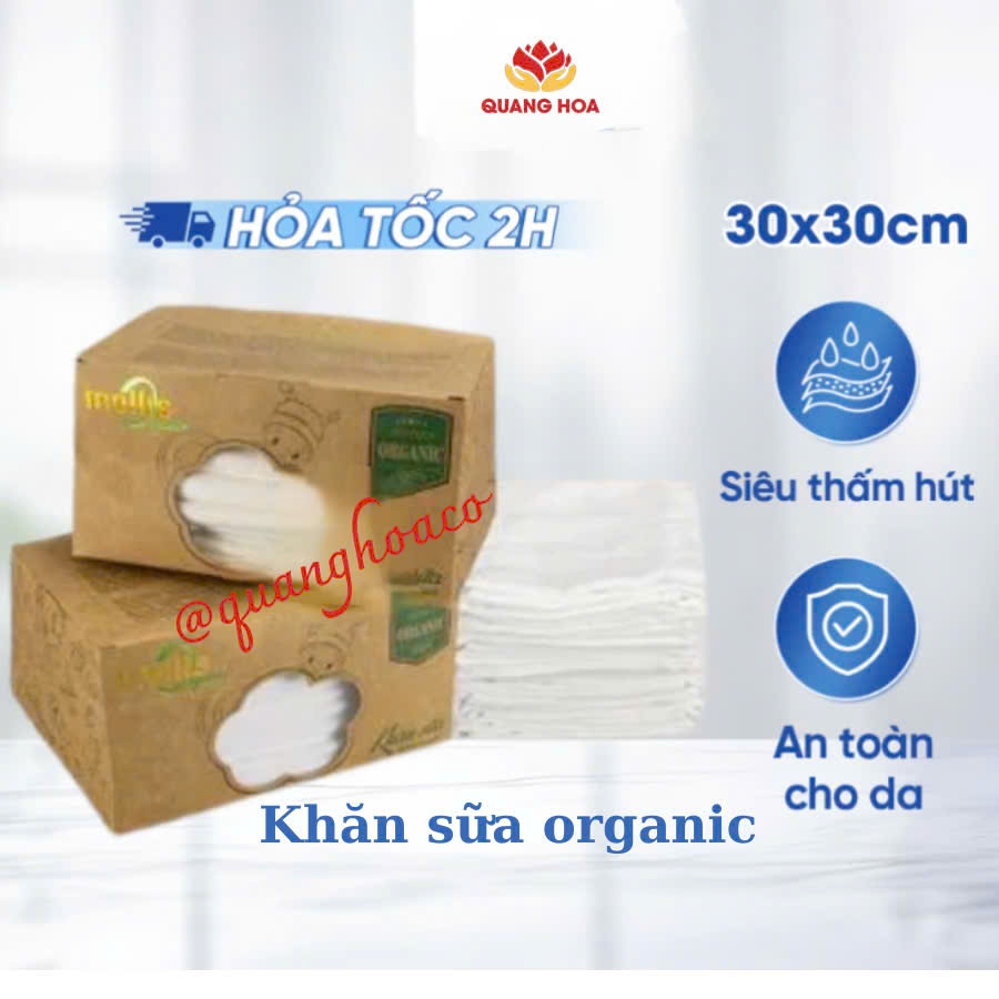 KHĂN SỮA XÔ COTTON ORGANIC MOLLIS KÍCH  THƯỚT 30X 30 CM