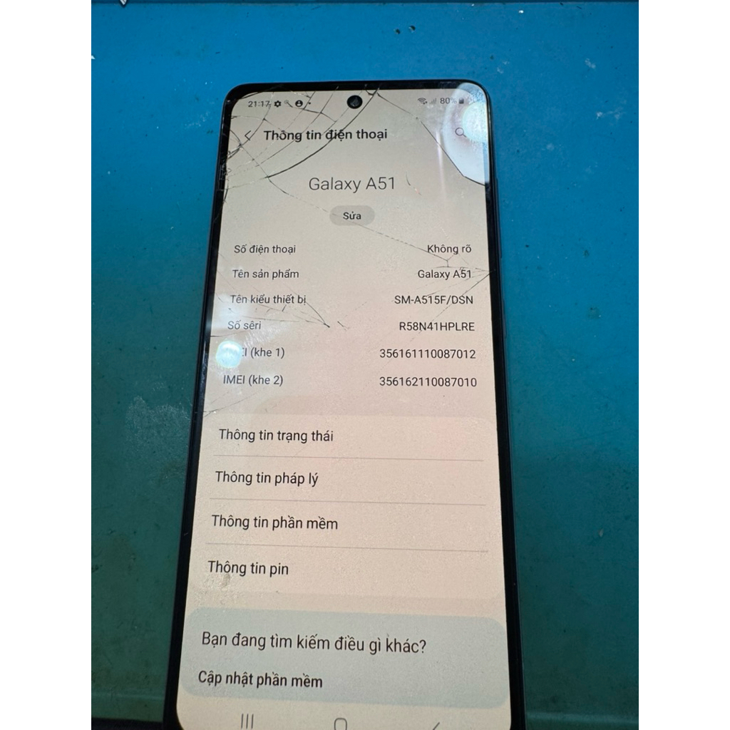 máy ss a51 cũ nứt kính ram 8/128g