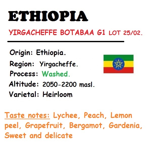 SPECIAL COFFEE - HẠT - 500g (Gross Weight - Gồm 2 TÚI 250 GRAM) - CÀ PHÊ ETHIOPIA YIRGACHEFFE BOTABA
