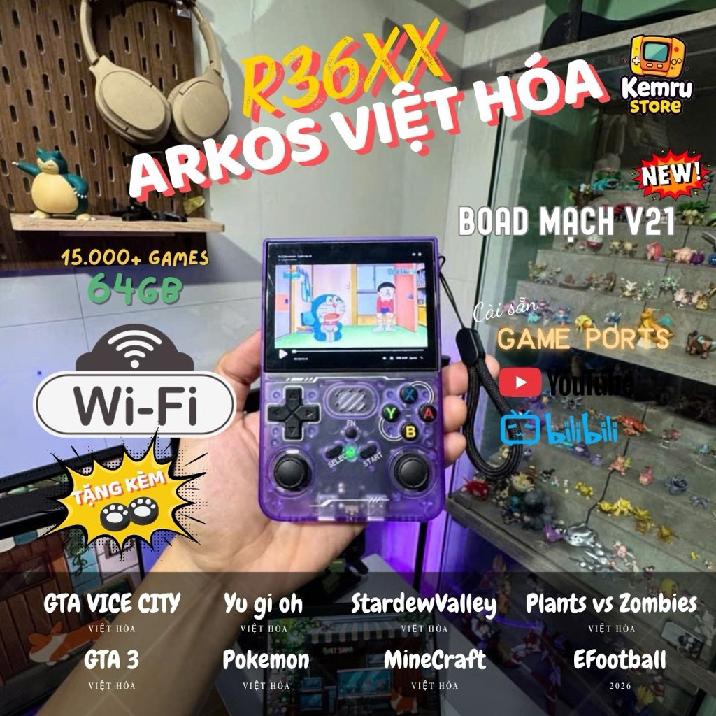 Máy chơi game R36xx chính hãng bản WiFi 2 RAM, Pin 3000mah , hỗ trợ hơn 20 dòng game