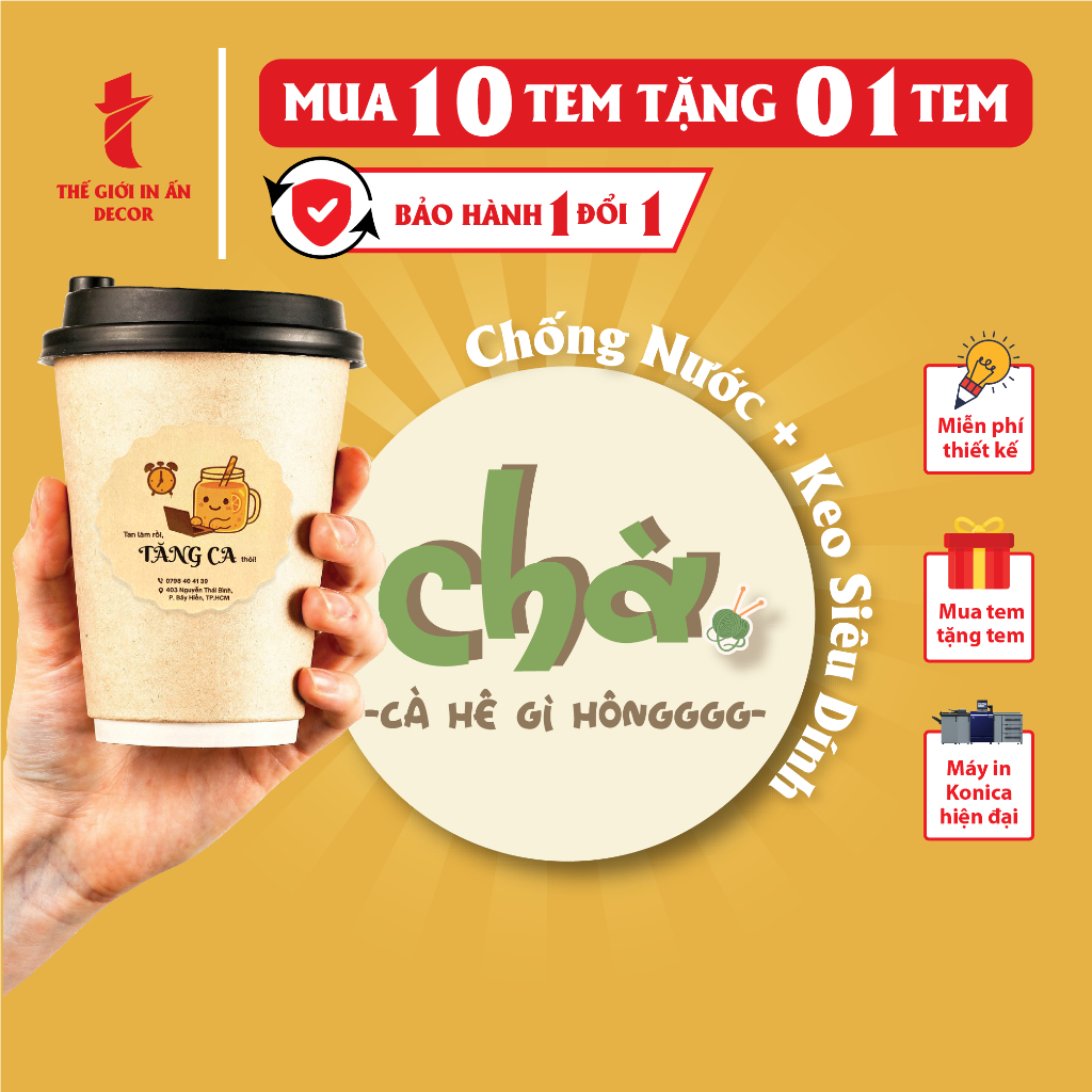 In Tem Nhãn Theo Yêu Cầu, 500c TẶNG 50c, In Sticker Theo Yêu Cầu Giá Tận Xưởng, Free Thiết Kế