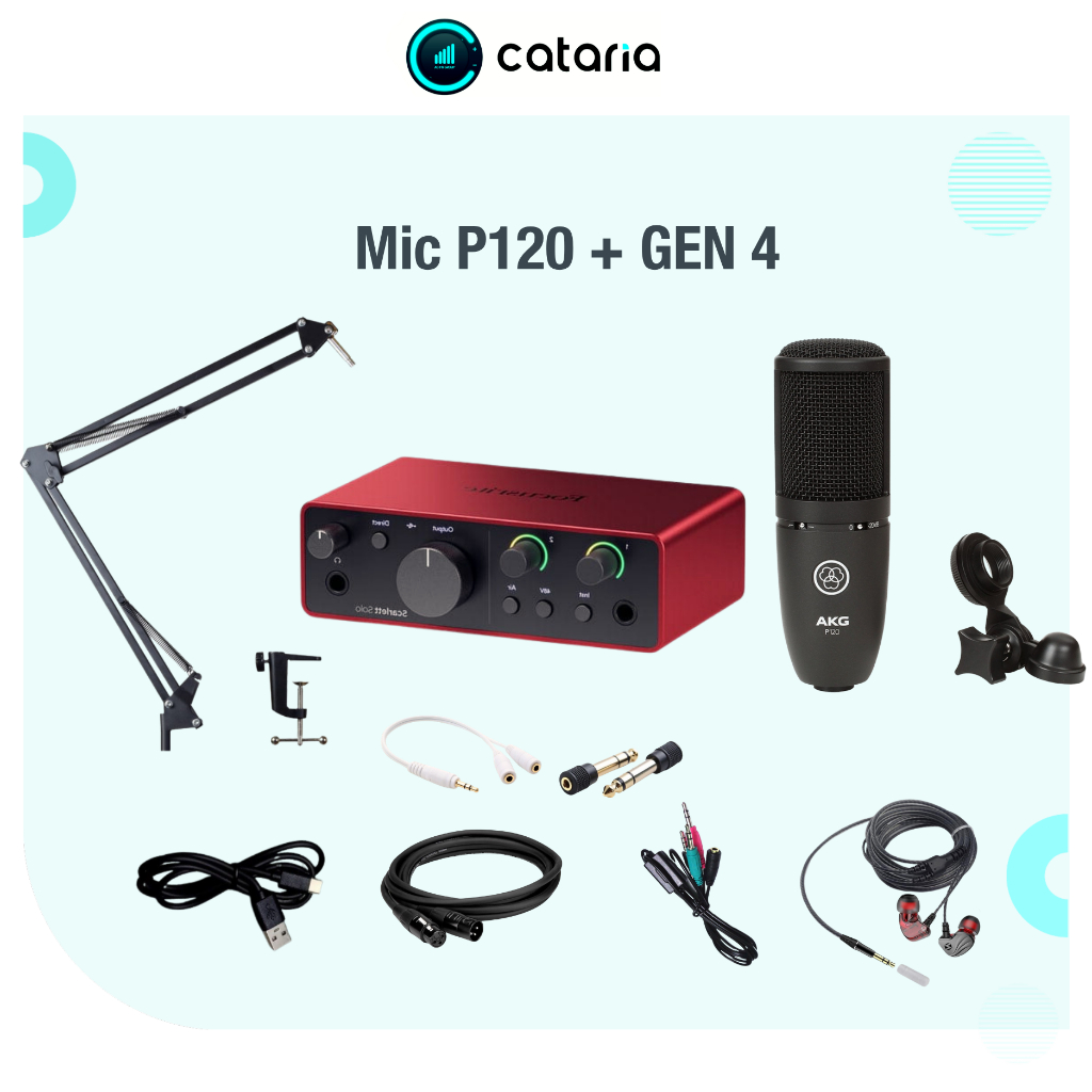 Bộ Mic Hát Live Thu Âm Chuyên Nghiệp Mic P120 Cùng Focus SoLo Gen 4 Tặng Tai Nghe Đèn Live Cataria