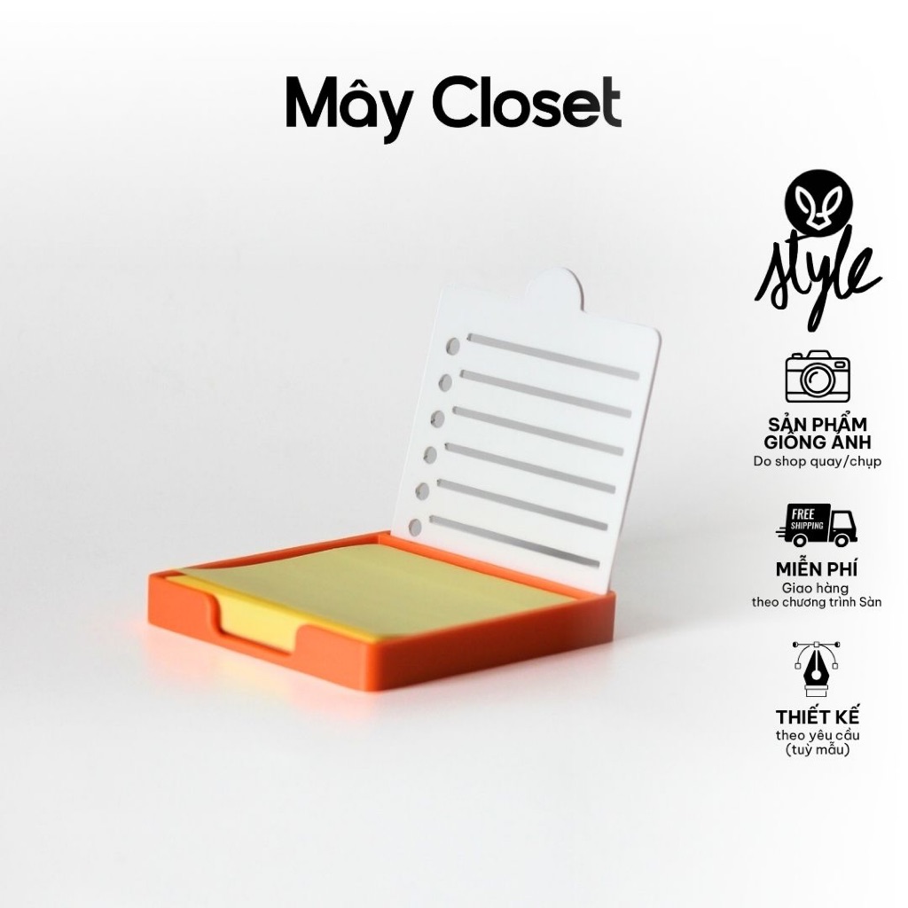 Hộp đựng giấy note kèm stencil to-do list tối giản - Mây Closet MV04
